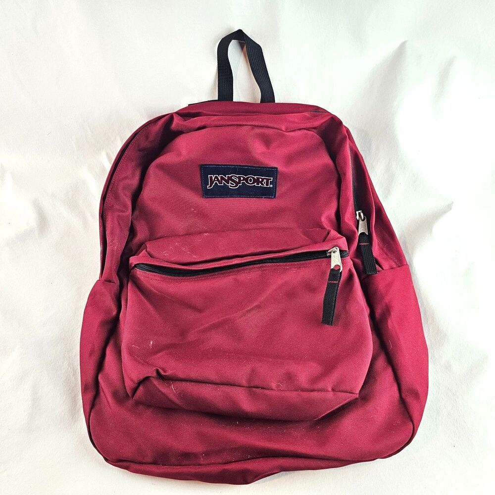 JanSport Backpack Burgundy Black School Book Bag Laptop Travel Classic Daypack